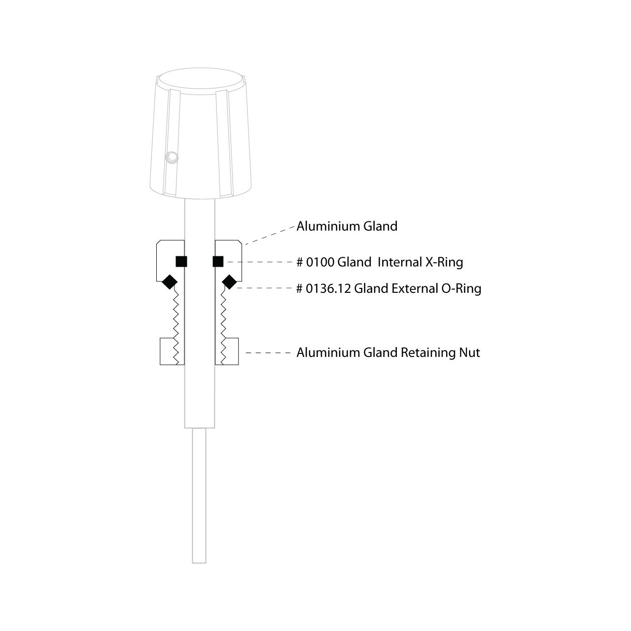 Ikelite Aluminum Control Gland (5/16 Inch)