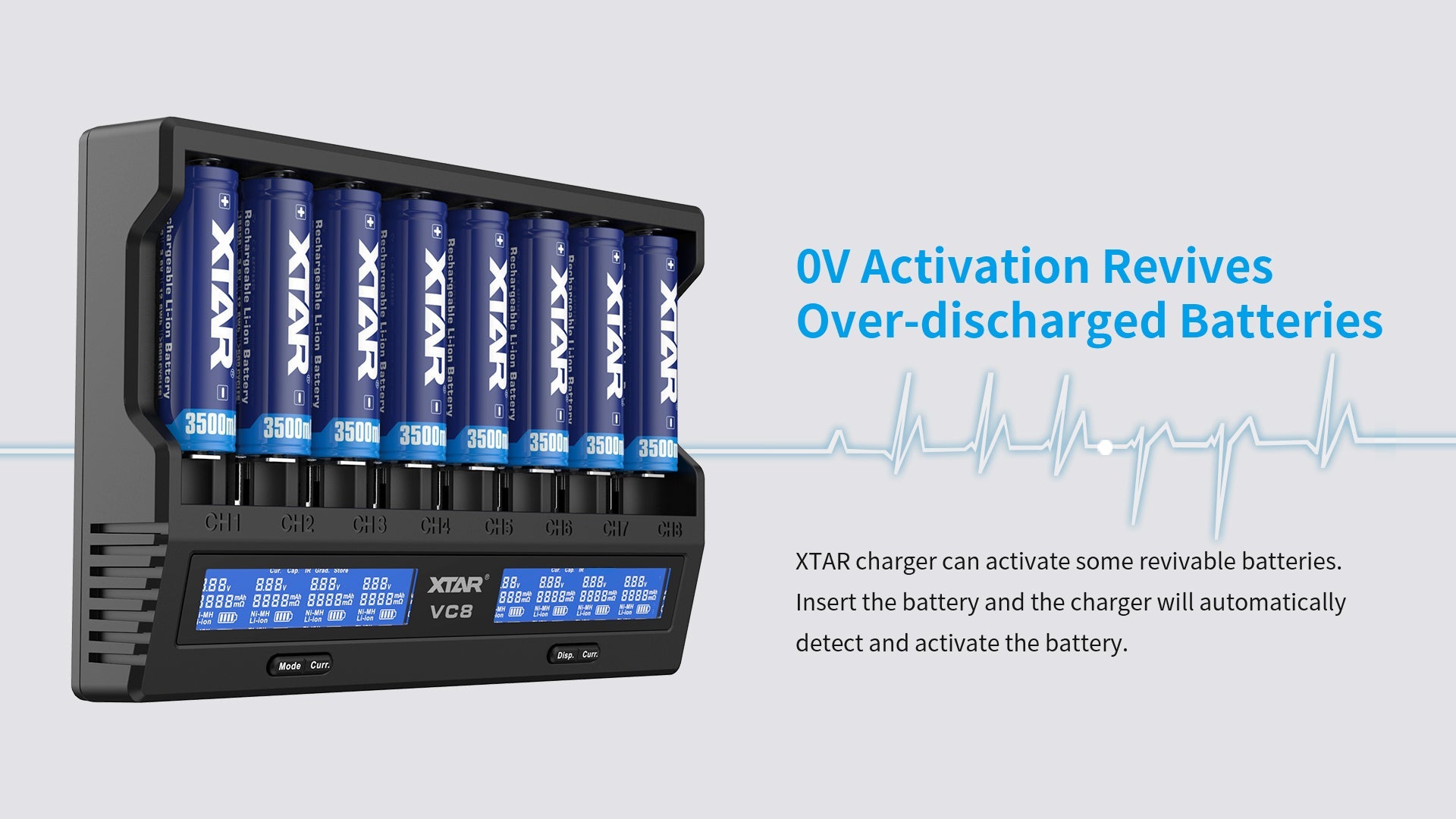 XTAR VC8 Fast Battery Charger for 8 x Li-ion Batteries