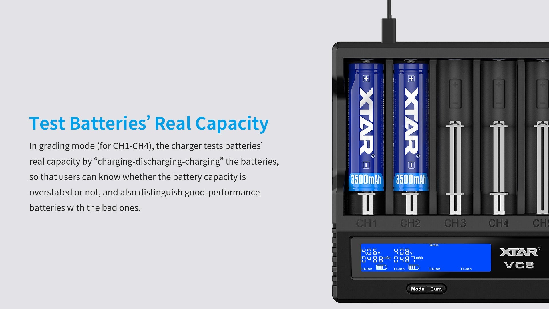 XTAR VC8 Fast Battery Charger for 8 x Li-ion Batteries