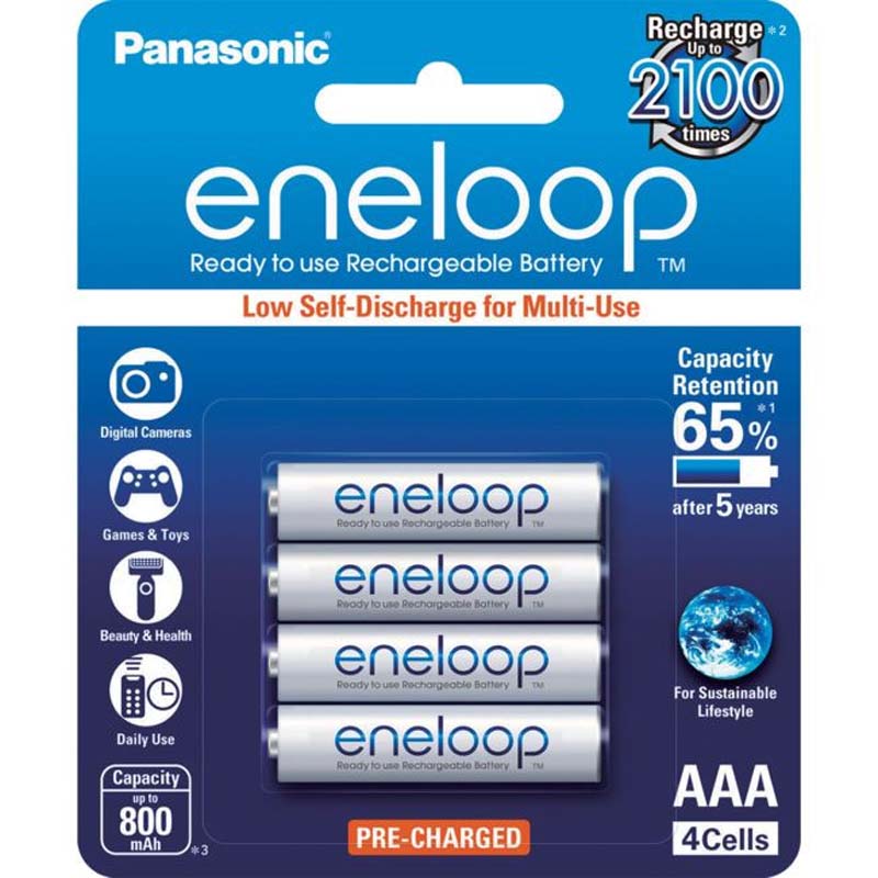 Eneloop AAA 4 Pack NiMH 1.2V 800MAH